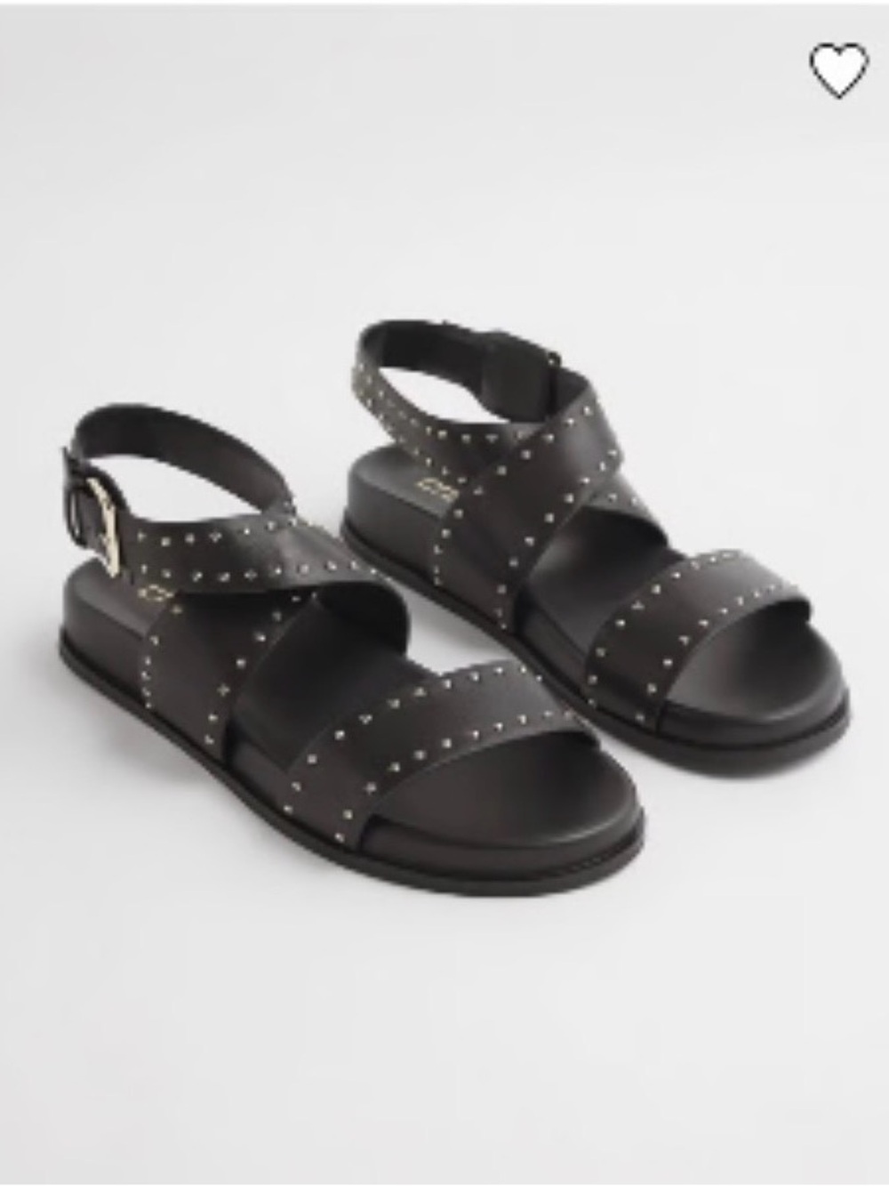 🌺Chico’s Dina Wide Strap Studded Black Leather Sandals - Size 10.5 M